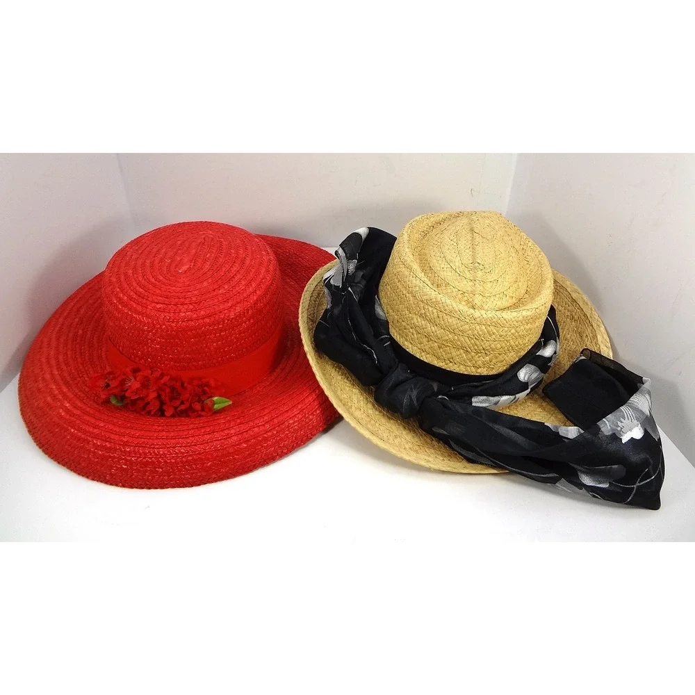 Vintage Decorative Round Hat Box with‎ Floral Butterfly Design with 4 Hats
